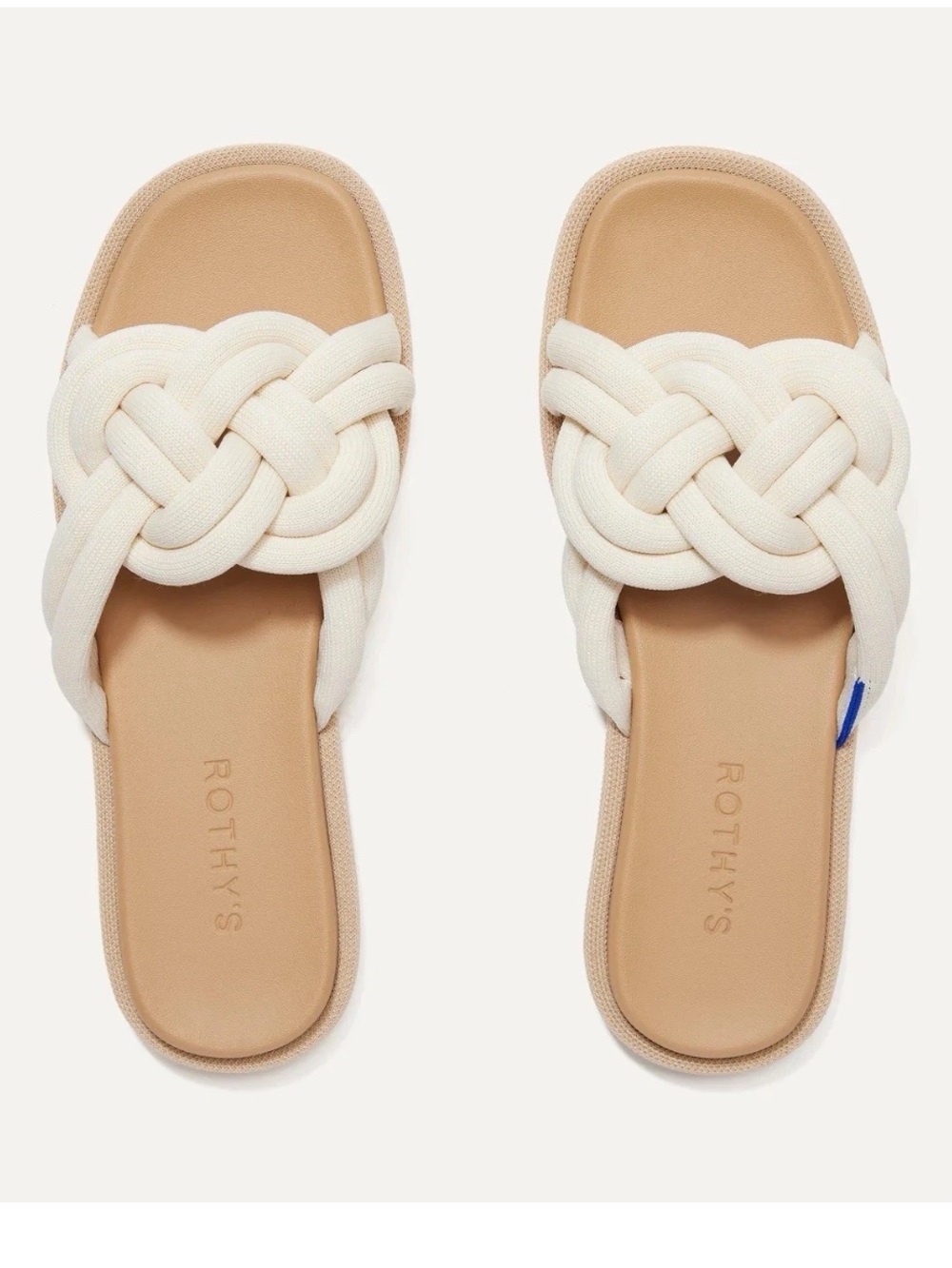 Rothy's the summer sandal in white sand Braided Slide